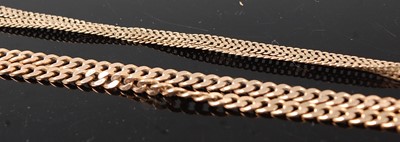 Lot 402 - A 9ct gold flat curblink necklace, 50cm;...