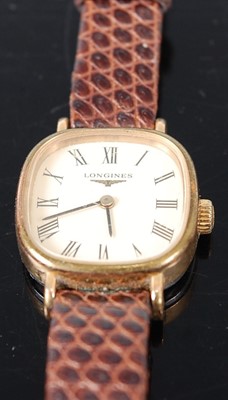 Lot 407 - A lady's Longines gilt metal cased manual wind...