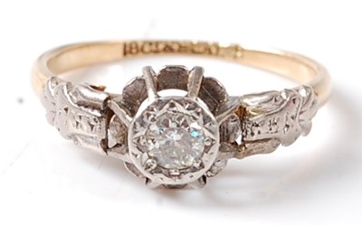 Lot 2677 - A yellow and white metal diamond single stone...