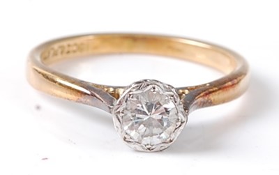 Lot 2684 - A yellow and white metal diamond single stone...