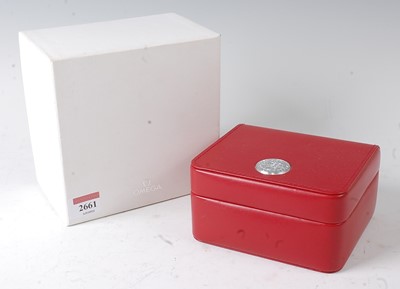 Lot 2661 - An Omega stitched red leather watch box (only),...