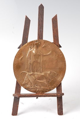 Lot 2136 - A WW I bronze memorial plaque, naming Charles...