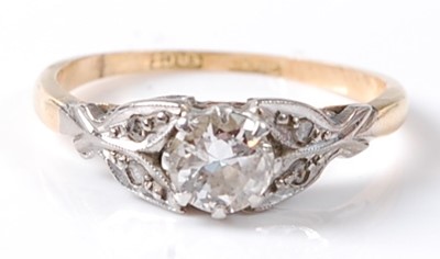 Lot 2738 - A yellow and white metal diamond single stone...