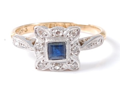 Lot 2741 - An 18ct yellow and white, sapphire and diamond...