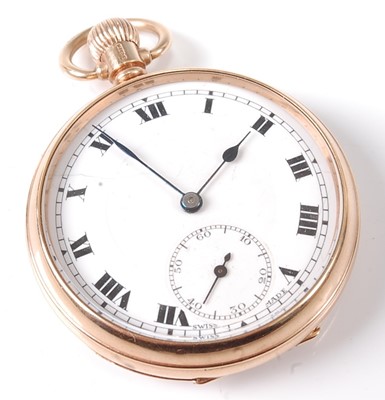 Lot 2703 - A gent's 9ct gold cased open faced pocket...