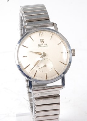 Lot 2720 - A gent's Buren Grand Prix steel cased wrist...