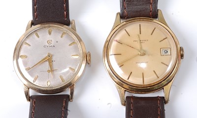 Lot 2724 - A gents Cyma Cymaflex gilt metal case manual...
