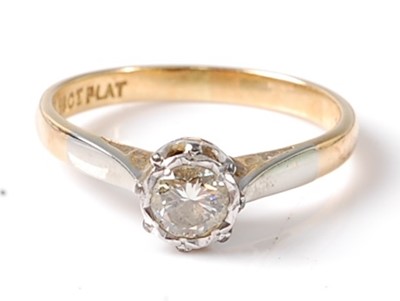 Lot 2790 - A yellow and white metal diamond single stone...