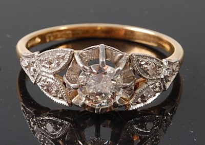 Lot 2792 - A yellow and white metal diamond single stone...