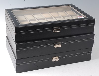 Lot 2803 - A set of three faux stitched leather watch...
