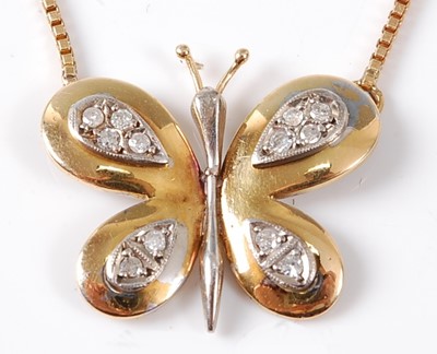 Lot 2813 - A contemporary 18ct gold and diamond butterfly...