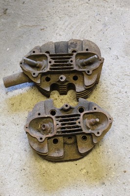 Lot 3451 - Two 500cc cylinder heads, possibly Norton