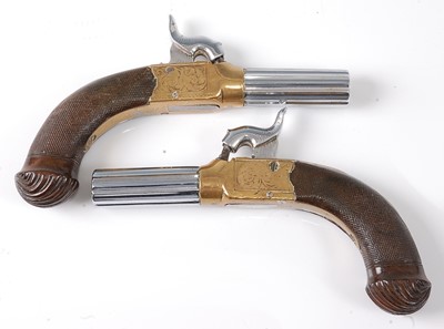 Lot 2292 - A pair of 19th century box-lock percussion...