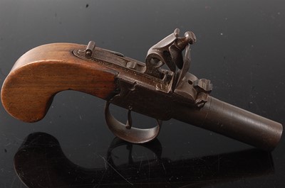 Lot 2317 - A 19th century flintlock box-lock pocket...