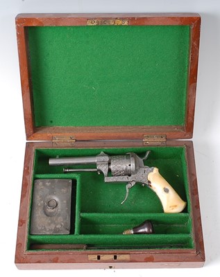 Lot 2319 - A 19th century Belgian six shot pinfire...