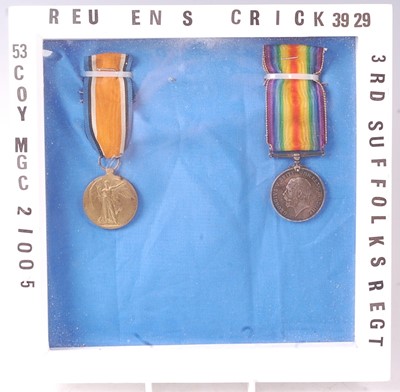 Lot 2101 - A WW I British War and Victory pair, naming...