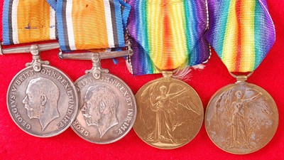 Lot 2118 - Two WW I British War and Victory pairs, naming...