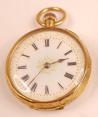 Lot 3141 - A continental lady's yellow metal cased open...