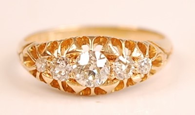 Lot 3102 - A late Victorian 18ct yellow gold five-stone...