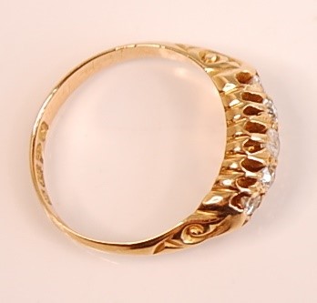Lot 3097 - An 18ct yellow gold diamond five-stone half...