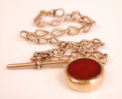 Lot 3154 - A 9ct gold graduated oval curblink watch chain,...