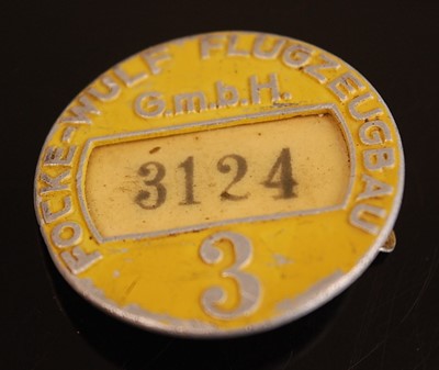 Lot 2377 - A WW II German Focke-Wulf factory workers...