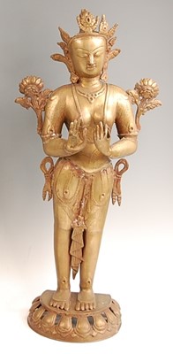 Lot 3230 - A probably Tibetan bronze figure of the...
