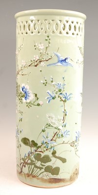 Lot 3234 - A Japanese celadon glazed stoneware stick /...