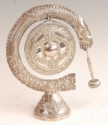 Lot 3227 - An Indonesian Yogya white metal pedestal table...