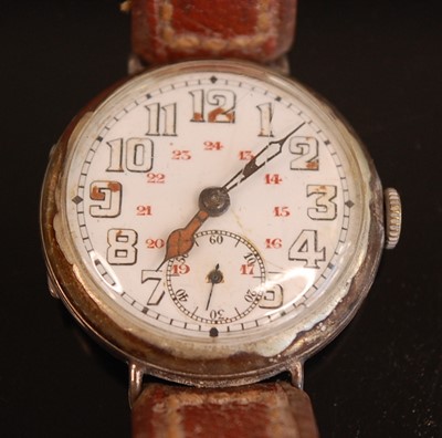 Lot 2382 - A WW I period gent's silver plated cased...