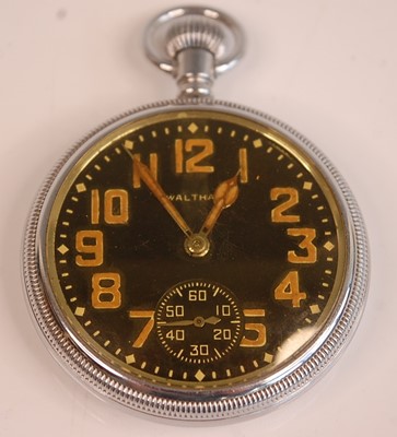 Lot 2436 - A Waltham military issue nickel cased open...