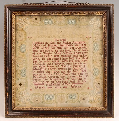 Lot 3182 - Sarah Hitch - an early George III needlework...