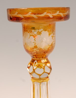 Lot 3043 - A pair of Bohemian cut and amber flash glass...