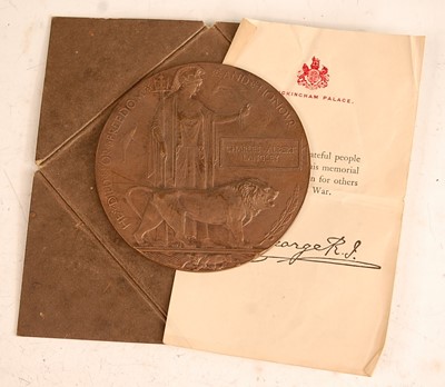 Lot 2154 - A WW I bronze memorial plaque, naming Charles...