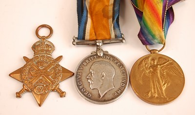 Lot 2155 - A WW I trio to include 1914 Mons Star, British...