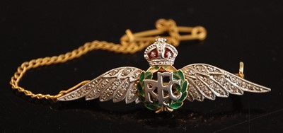 Lot 2164 - A yellow metal, enamelled and diamond set...