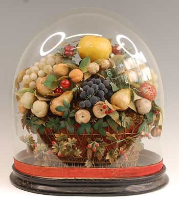 Lot 3203 - A Victorian glass dome on ebonised...