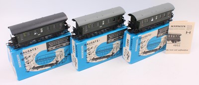 Lot 477 - Three Marklin HO 4 wheel coaches ref. 4802 2nd...