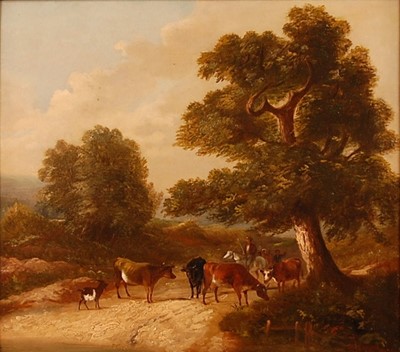 Lot 3294 - F. Brown - Market day, oil on canvas, signed...