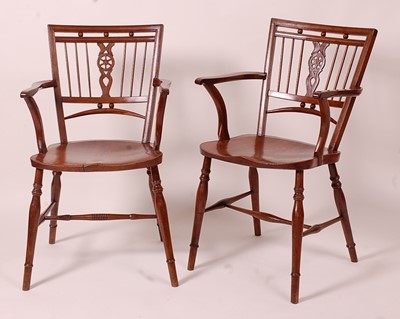 Lot 3331 - A near-pair of 19th century elm seat and...