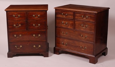 Lot 3366 - A matched pair of George III mahogany chests,...