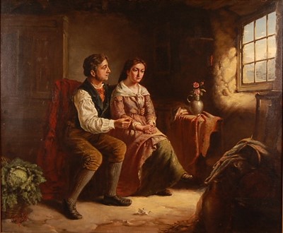 Lot 1253 - Erskine Nichol (1824-1904) - The Proposal, oil...