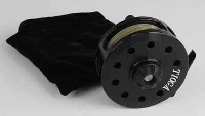 Lot 2654 - A Tioga 3 3/4" centre pin fly reel with line,...