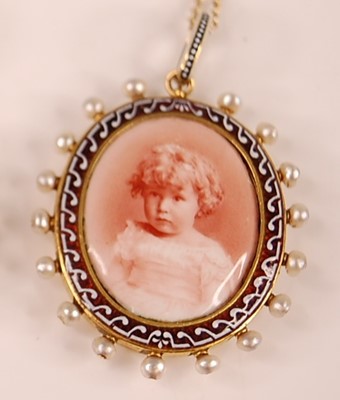 Lot 3113 - A late Victorian yellow metal oval memorial...
