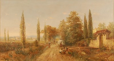 Lot 3298 - Charles Duval - Travellers in a continental...