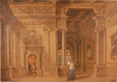Lot 3256 - 19th century Italian school - Palazzo interior...
