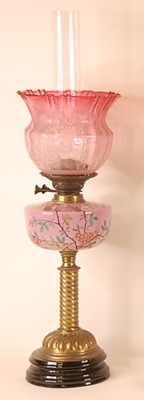 Lot 3209 - A Victorian pedestal oil lamp, having a...
