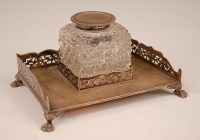 Lot 3079 - An Edwardian silver desk stand, having a...