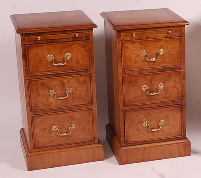 Lot 3404 - A pair of walnut and figured walnut three...