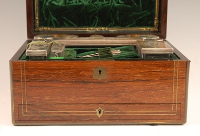 Lot 3081 - A Victorian rosewood and brass bound fitted...